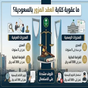 ما عقوبة كتابة العقد المزور بالسعودية