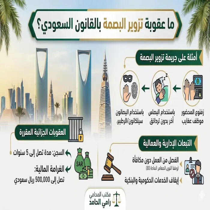 ما عقوبة تزوير البصمة بالقانون السعودي