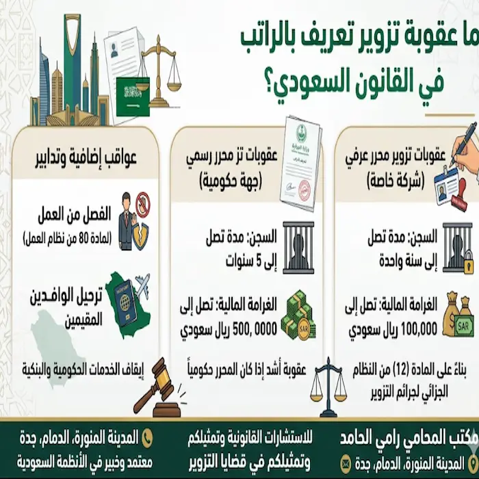 ما عقوبة تزوير تعريف بالراتب في القانون السعودي 1 ما عقوبة تزوير تعريف بالراتب في القانون السعودي