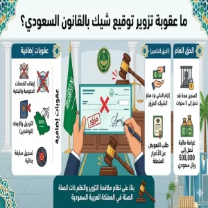 ما عقوبة تزوير توقيع شيك بالقانون السعودي
