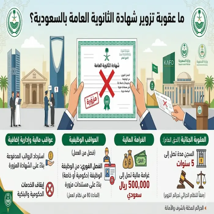 ما عقوبة تزوير شهادة الثانوية العامة بالسعودية 1 ما عقوبة تزوير شهادة الثانوية العامة بالسعودية