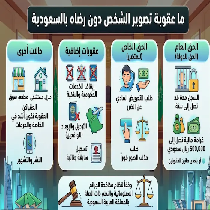 ما عقوبة تصوير الشخص دون رضاه بالسعودية