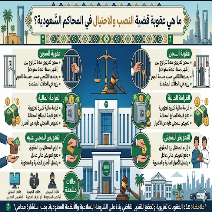 ما هي عقوبة قضية النصب والاحتيال في المحاكم السعودية 1 ما هي عقوبة قضية النصب والاحتيال في المحاكم السعودية
