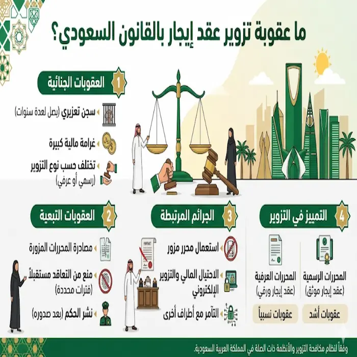 ما عقوبة تزوير توقيع عقد إيجار بالقانون السعودي 1 ما عقوبة تزوير توقيع عقد إيجار بالقانون السعودي