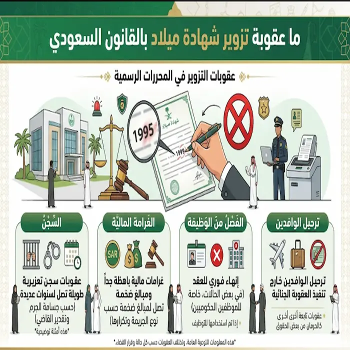 ما عقوبة تزوير شهادة ميلاد بالقانون السعودي 7 ما عقوبة تزوير شهادة ميلاد بالقانون السعودي