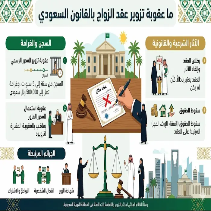ما عقوبة تزوير عقد الزواج بالقانون السعودي 1 ما عقوبة تزوير عقد الزواج بالقانون السعودي