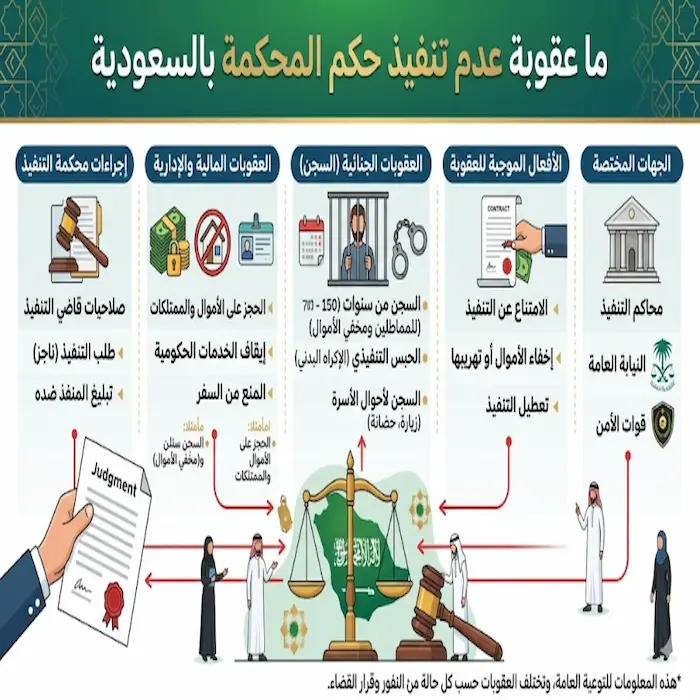 ما عقوبة عدم تنفيذ حكم المحكمة بالسعودية