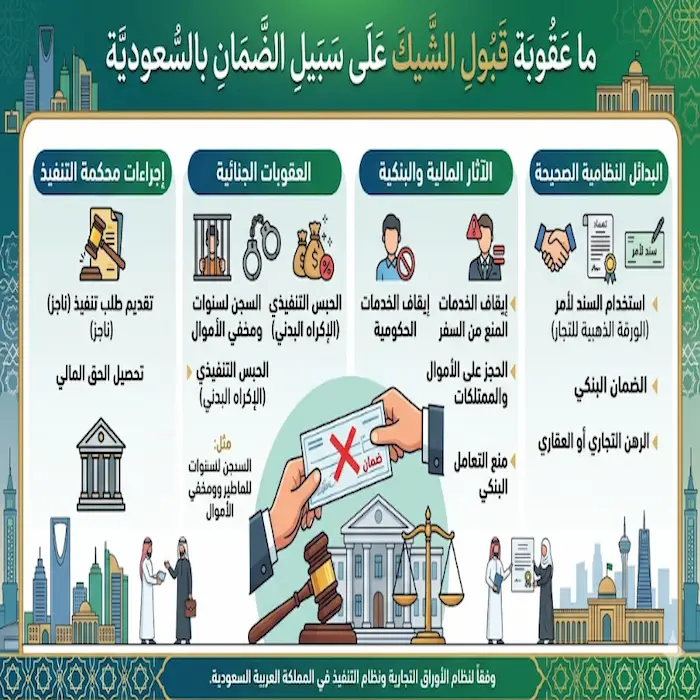 ما عقوبة قبول الشيك على سبيل الضمان بالسعودية