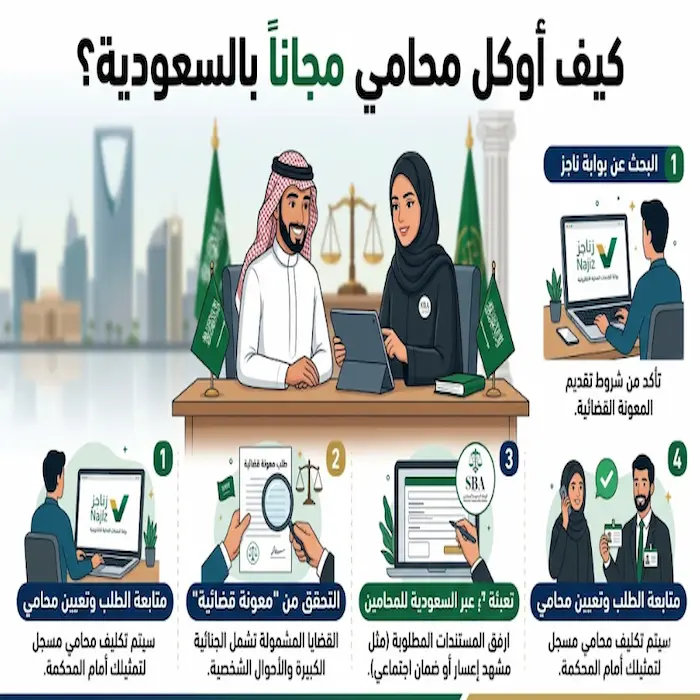 كيف اوكل محامي مجانا بالسعودية