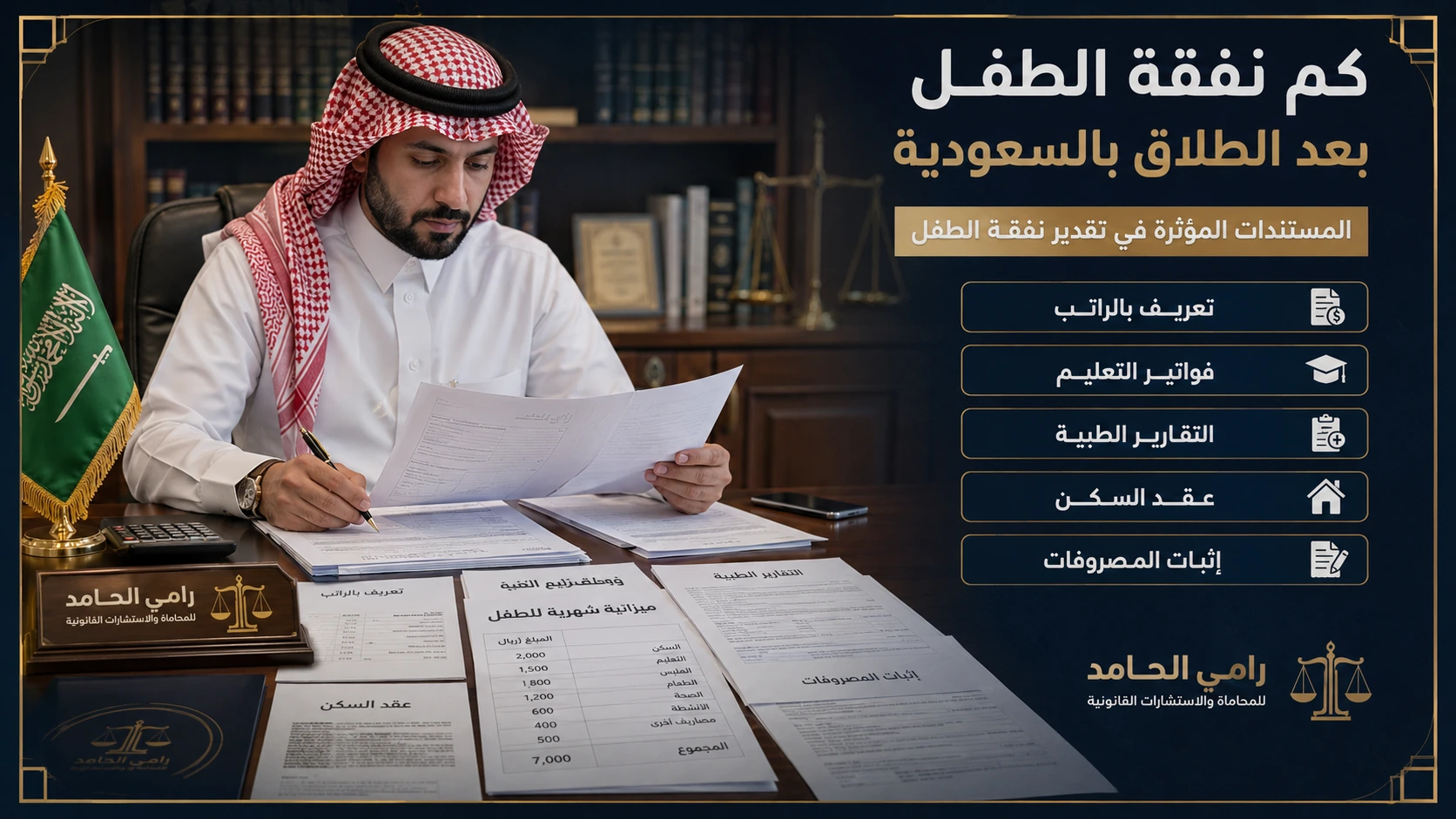 مستندات تحديد مبلغ نفقة الطفل بعد الطلاق بالسعودية