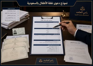 صورة غلاف توضح نموذج دعوى نفقة الأطفال بالسعودية في مكتب قانوني سعودي