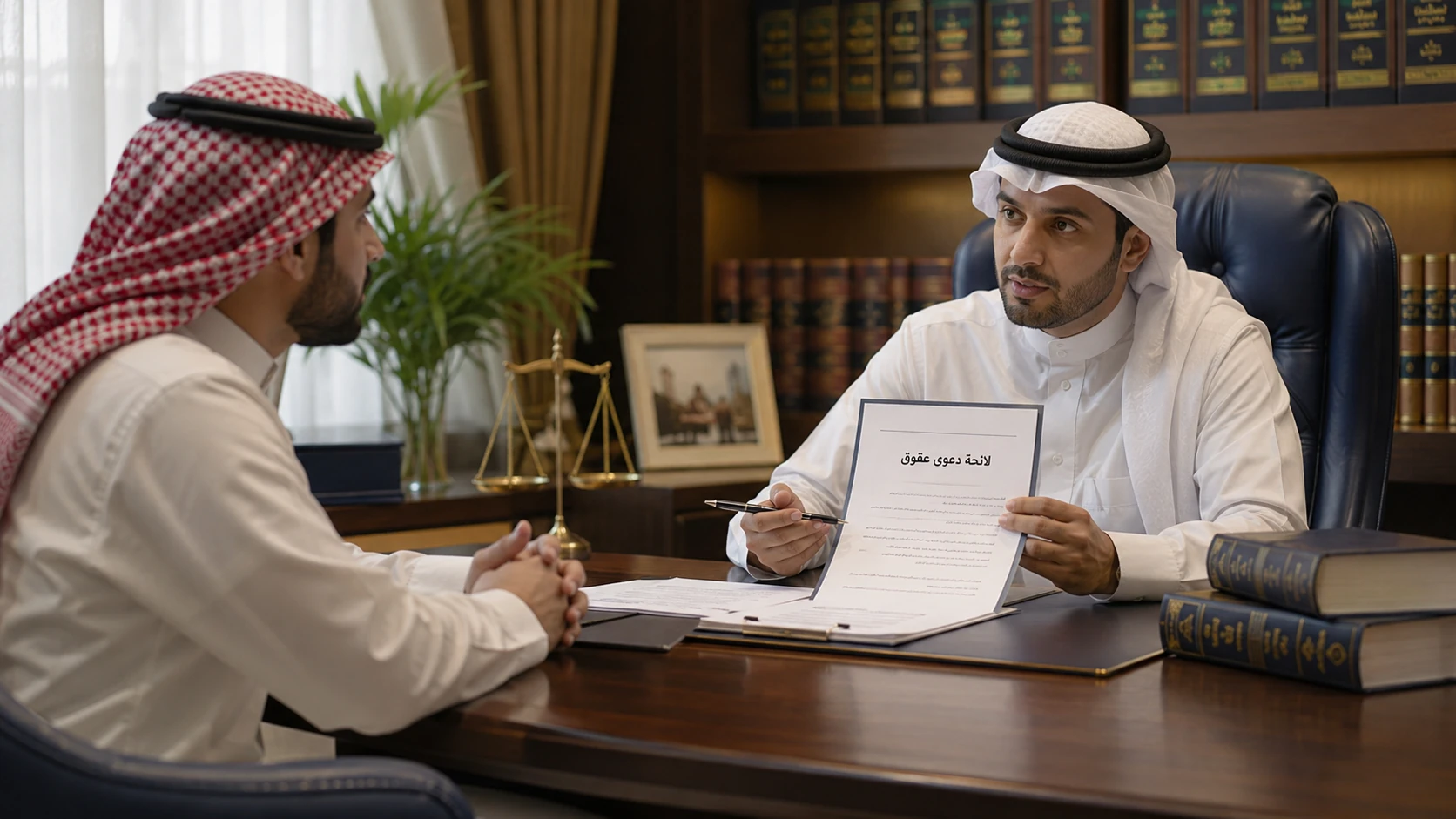 صورة توضيحية لاستشارة قانونية حول لائحة دعوى عقوق في مكتب سعودي