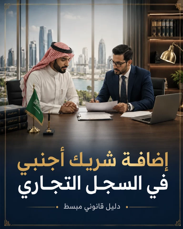 إضافة شريك أجنبي في السجل التجاري 8 غلاف مقال إضافة شريك أجنبي في السجل التجاري بدون شعار.