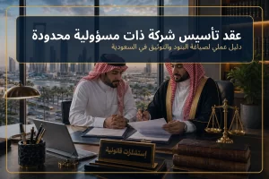 غلاف مقال عقد تأسيس شركة ذات مسؤولية محدودة.