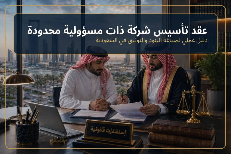 غلاف مقال عقد تأسيس شركة ذات مسؤولية محدودة.