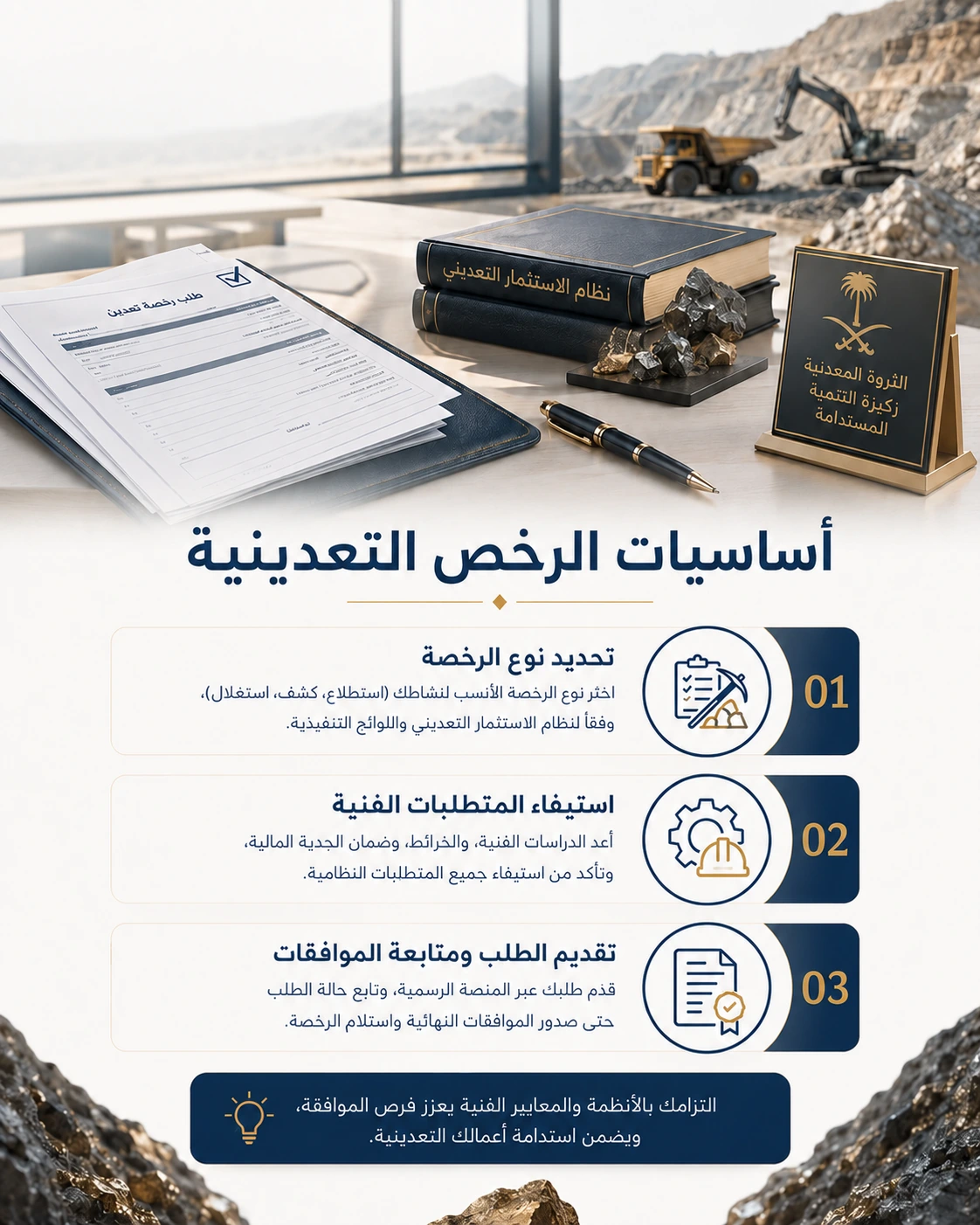 خطوات الحصول على الرخص التعدينية في السعودية 2 أساسيات الرخص التعدينية والمتطلبات الفنية.