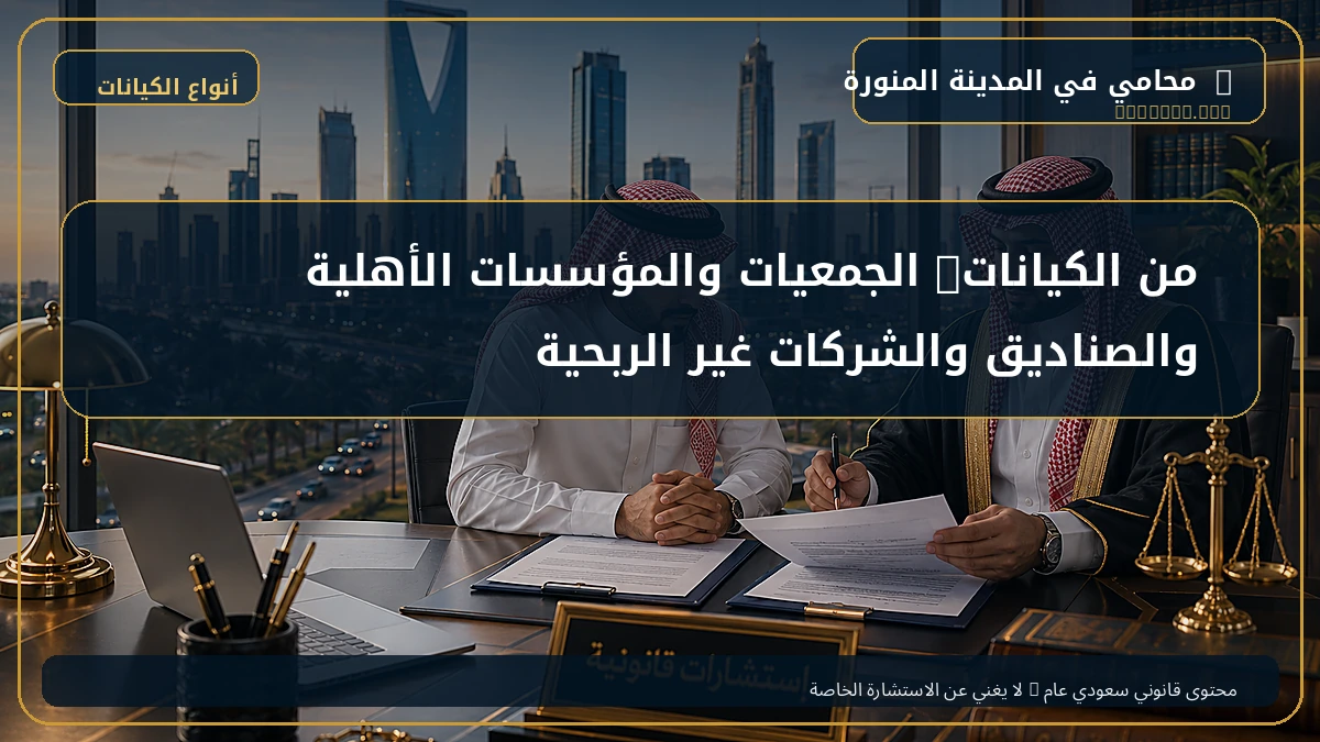 من الكيانات: الجمعيات والمؤسسات الأهلية والصناديق والشركات غير الربحية