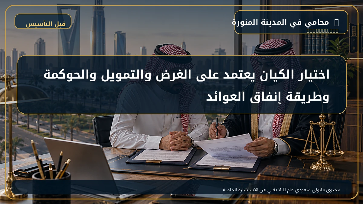 اختيار الكيان يعتمد على الغرض والتمويل والحوكمة وطريقة إنفاق العوائد