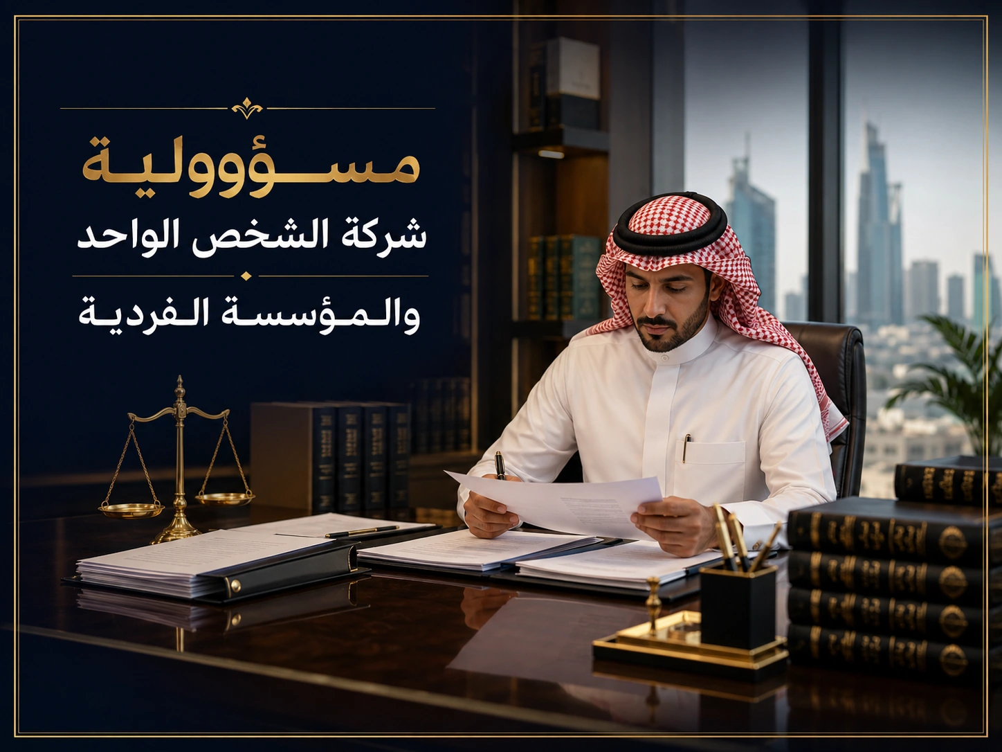 غلاف مقال مسؤولية شركة الشخص الواحد والمؤسسة الفردية في السعودية.