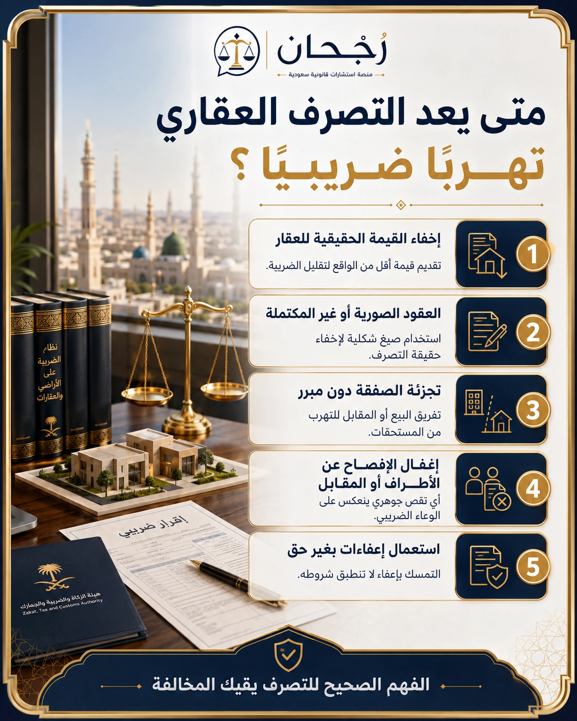عقوبة التهرب الضريبي في العقار بالسعودية 2 إنفوجرافكس يوضح متى يعد التصرف العقاري تهرباً ضريبياً