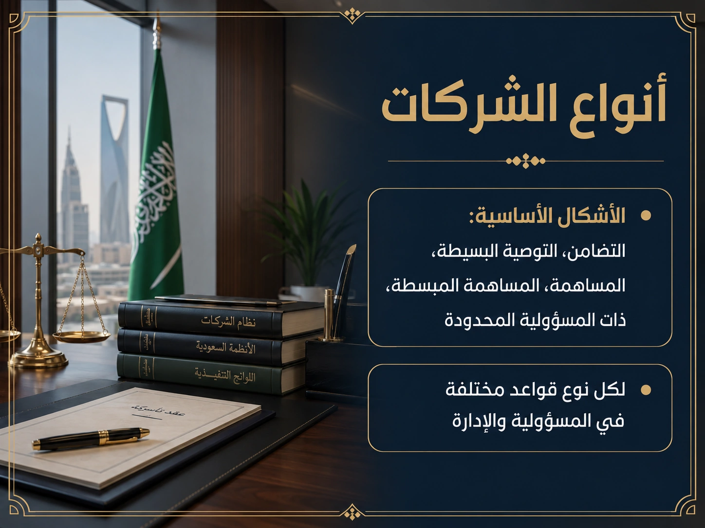إنفوجرافكس يوضح أنواع الشركات وفق النظام السعودي.