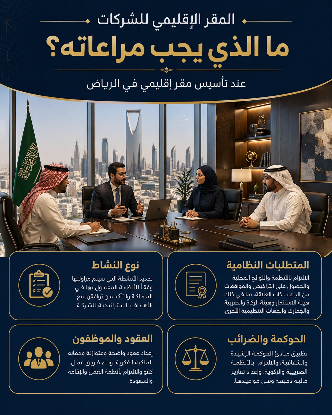 المقر الإقليمي للشركات في الرياض 2 متطلبات تأسيس مقر إقليمي للشركات في الرياض